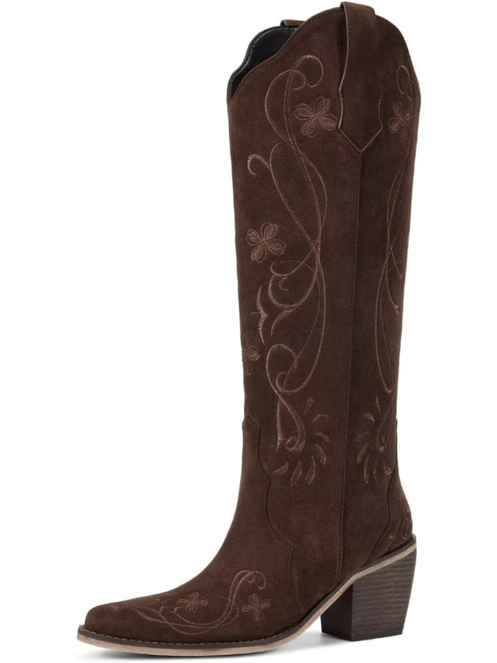 Women's Chocolate Brown Comfortable Versatile Pull On Non-slip Western Boots